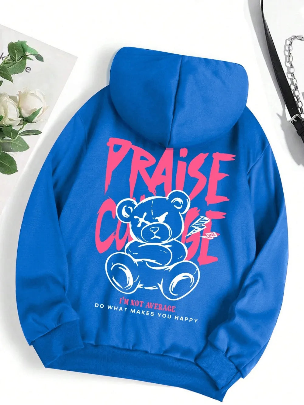 2025 Autumn New Men's Bear Letter Printed Comfortable Breathable Hoodie Outdoor City Street Style Hoodie