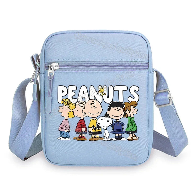 Kawaii Snoopy Women Men Shoulder Bag Fashion Mini Oxford Mobile Phone Bag Crossbody Bag Kawaii Ladies Waist Pack Wallet Gift