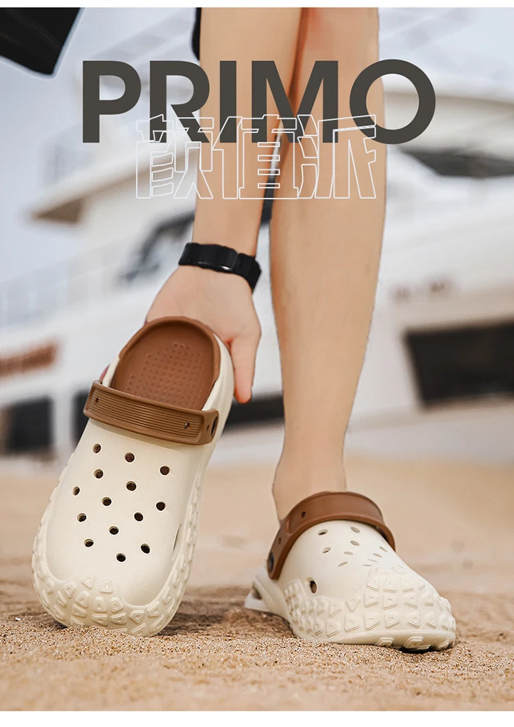 Flowllorss Men's Summer Outdoor Driving Sports Sandals Thick Bottom Anti-Slip Slip-On Beach Shoes Comfortable Wear Hole Shoes