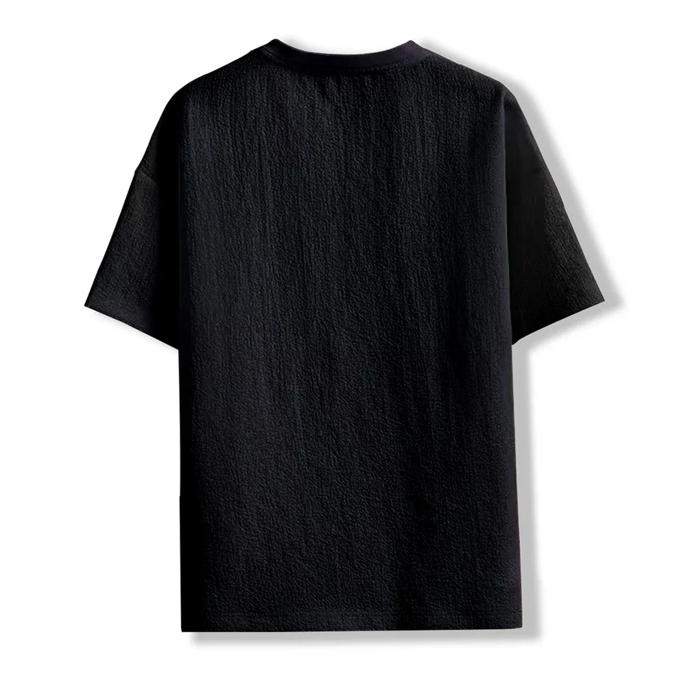 New Men's Casual T Shirt Ant Wrinkles T-Shirt Summer Half-Sleeved Loose Fashion T Shirt Base Shirt Solid Handsome Short-Sleeved