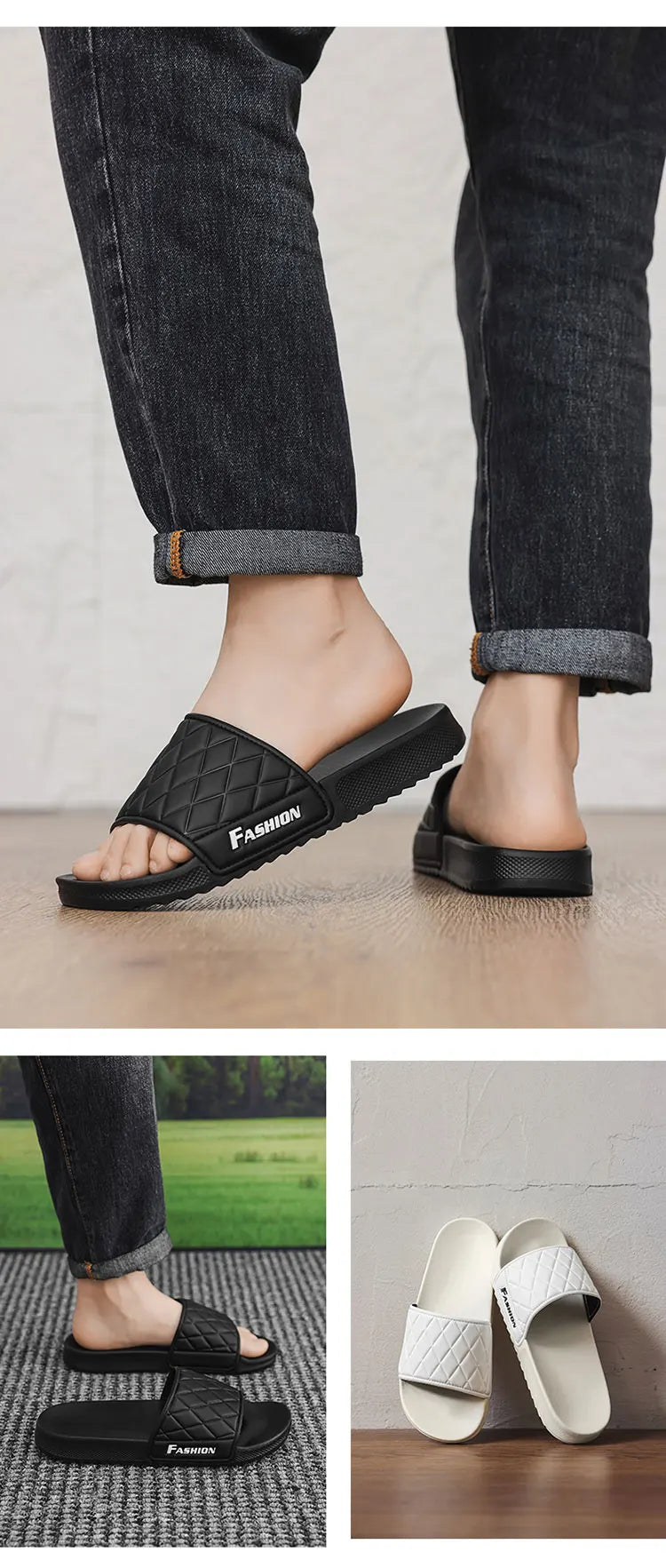 Summer beach slippers men's fashion comfortable EVA breathable sandals home indoor and outdoor sandals plus size slippers 46 47