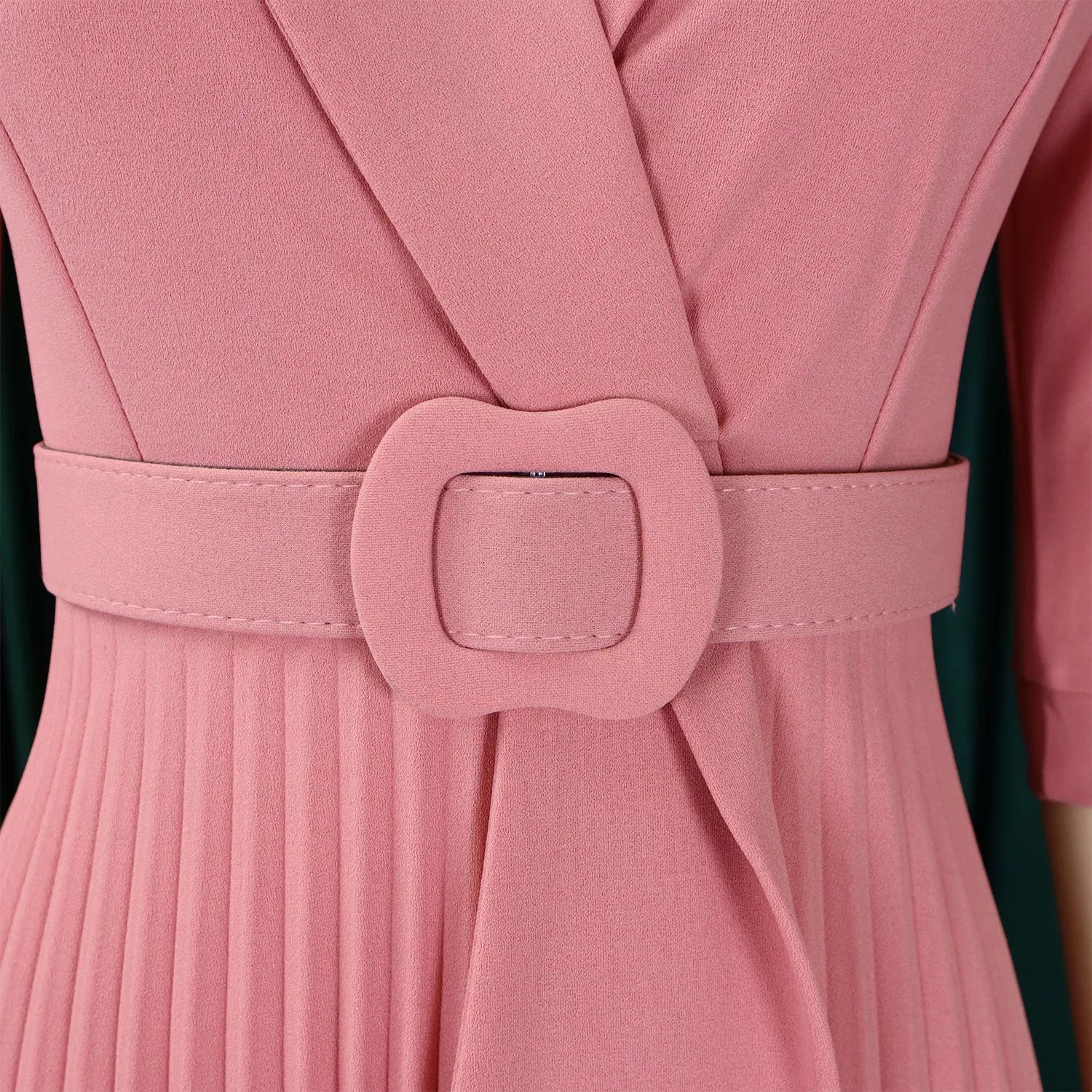 Elegant Office Ladies Dresses 2024 Autumn Fall Notched Collar Half Sleeve Belt Waisted Mid Calf Female Birthday Party Dress Midi