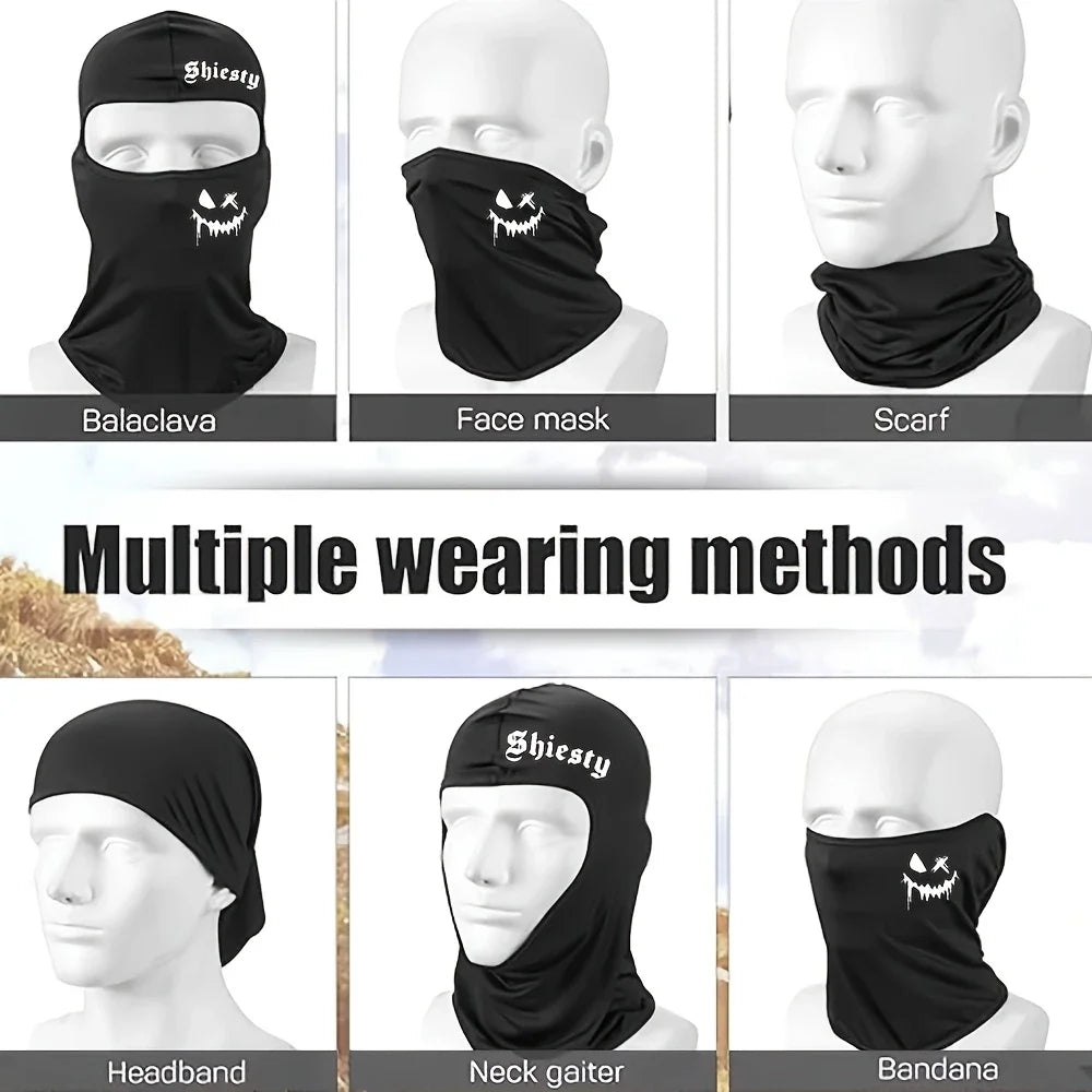 1pc/2/pc/3pcs Windproof and Sun Protection Joyful Print Cycling Mask Baraklava Hat Letter - Men's and Women's Outdoor