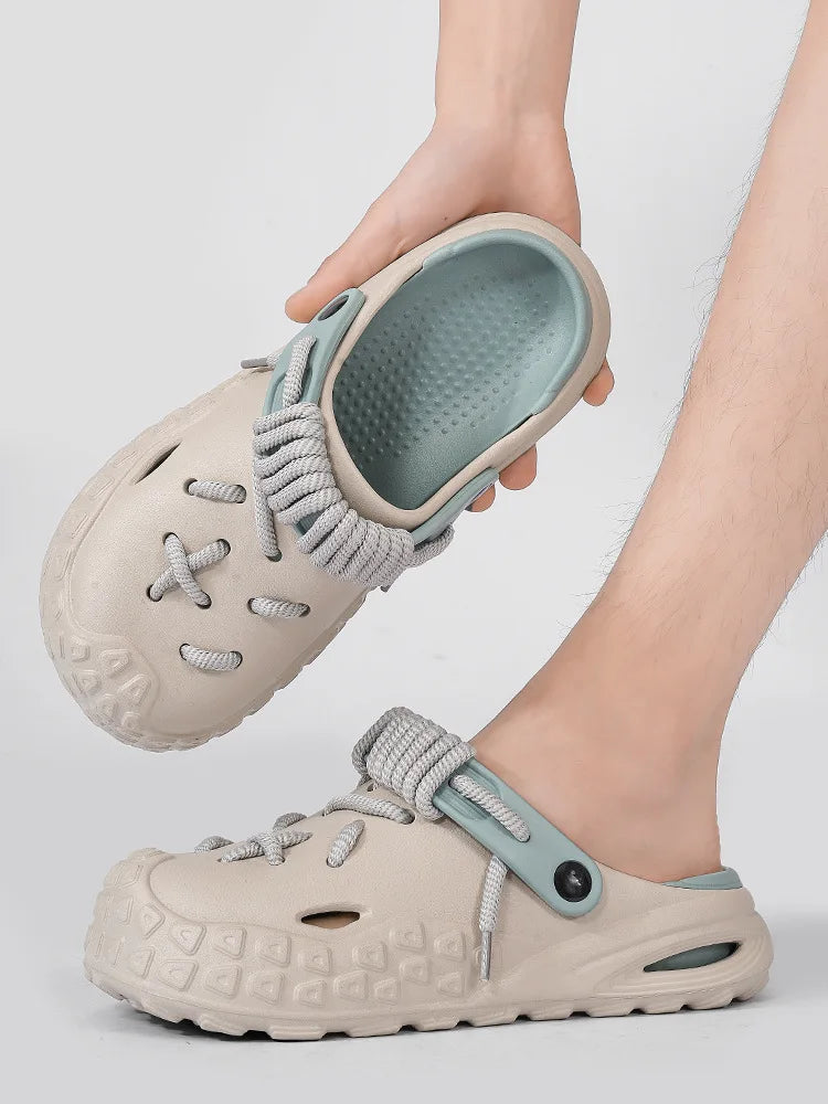 Couples Matching Breathable Outdoor Sandals Men Women Size Large Summer Slip-On Clog Shoes Anti-Slip Beach Flip Flops