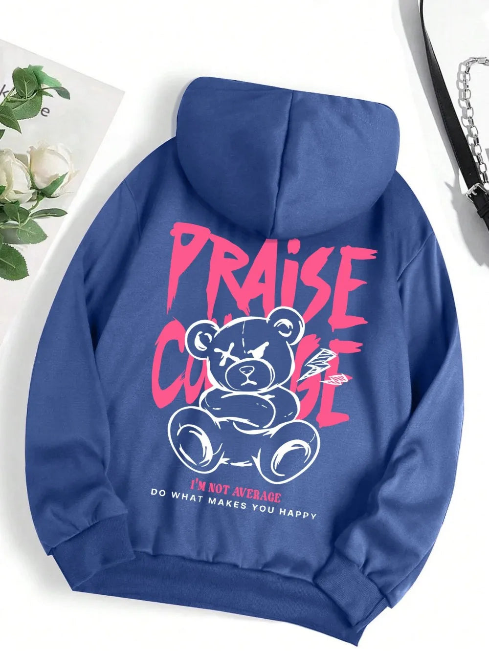 2025 Autumn New Men's Bear Letter Printed Comfortable Breathable Hoodie Outdoor City Street Style Hoodie