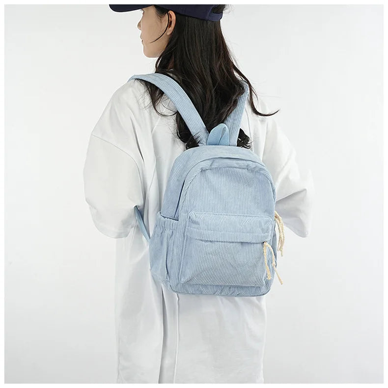 Custom Schoolbag 2025 New Fashion Corduroy Smooth Zipper Personalized Unique Name Large Capacity Travel Backpack Hiking Rucksack