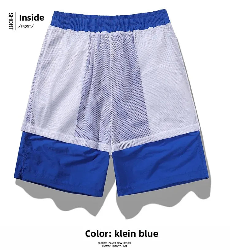 Ice Sensation Quick Dry Breathable Loose Men's Shorts Summer Thin Five-Point Drawstring Pure Color Sporty Casual Shorts
