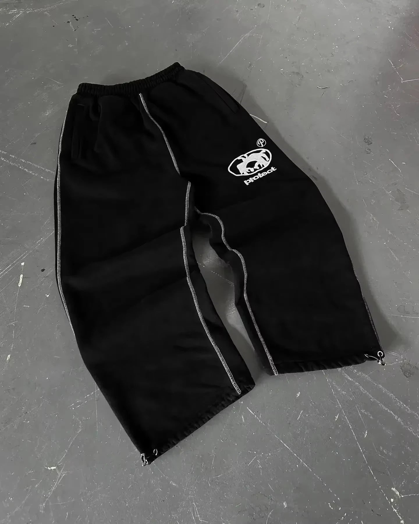 Y2k Embroidered Gray Casual Pants Striped Functional Tactical Functional Baggy Men's Women Premium Jogging Drawstring Sweatpants