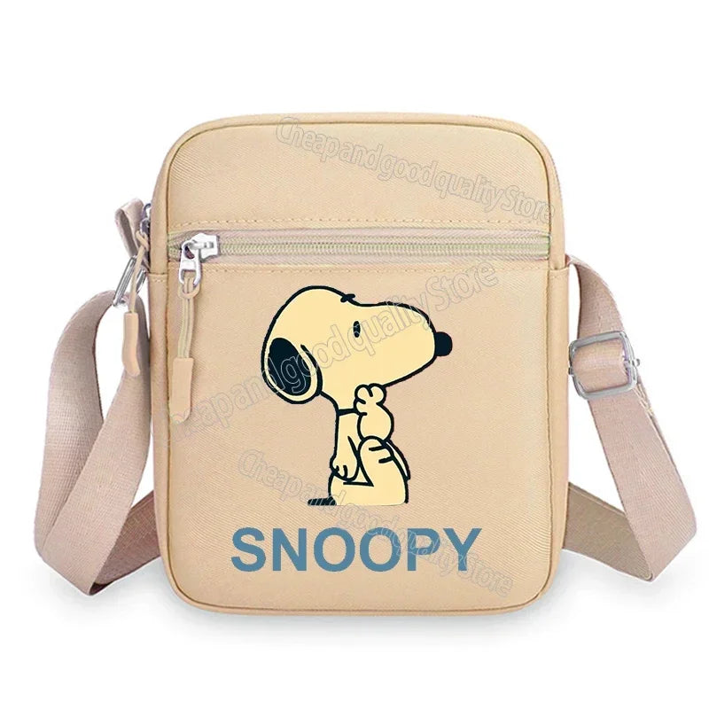 Kawaii Snoopy Women Men Shoulder Bag Fashion Mini Oxford Mobile Phone Bag Crossbody Bag Kawaii Ladies Waist Pack Wallet Gift