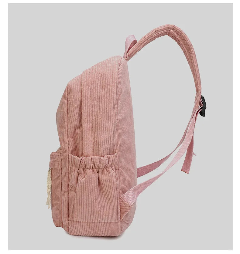 Custom Schoolbag 2025 New Fashion Corduroy Smooth Zipper Personalized Unique Name Large Capacity Travel Backpack Hiking Rucksack