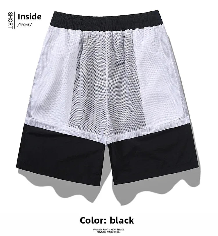 Ice Sensation Quick Dry Breathable Loose Men's Shorts Summer Thin Five-Point Drawstring Pure Color Sporty Casual Shorts