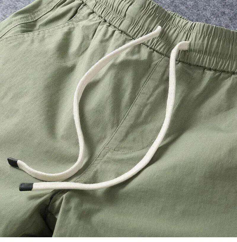 Summer Men's Casual Sports Shorts Loose Elastic Waist Four-Fifths Length Washed Outdoor Wear Youth Fashion Basic  Color