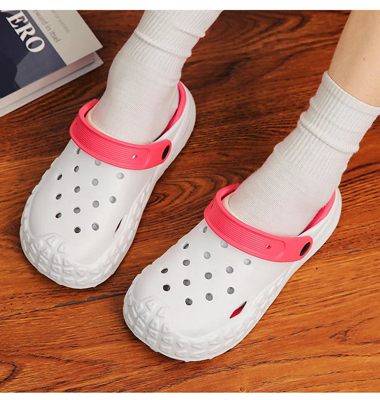 Flowllorss Men's Summer Outdoor Driving Sports Sandals Thick Bottom Anti-Slip Slip-On Beach Shoes Comfortable Wear Hole Shoes
