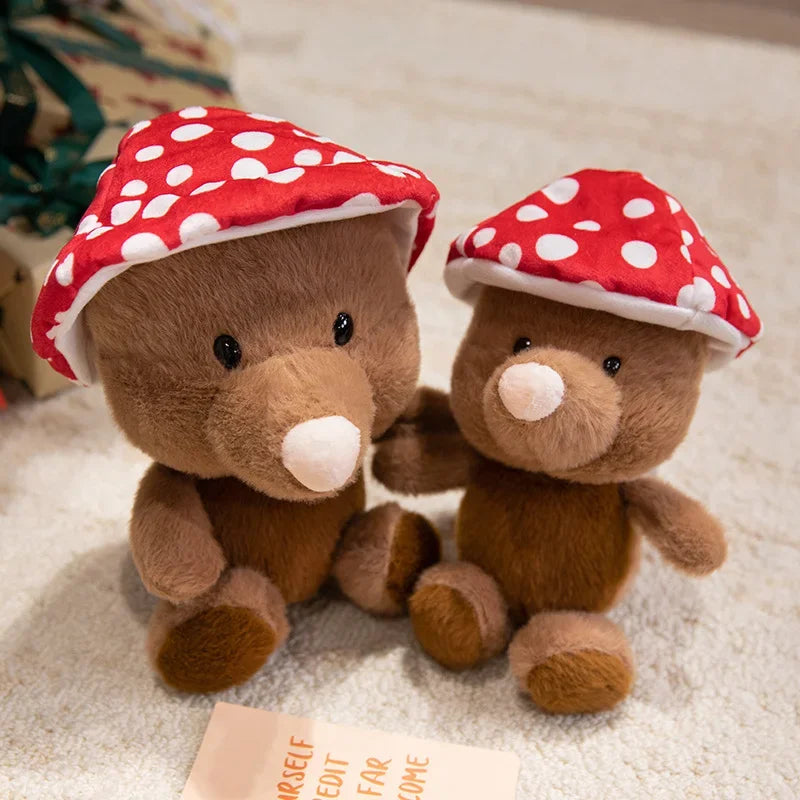 Hot Sale Anime Mole&Angry Cat Plush Toys Cartoon Mushroom Hat Mouse Orange Kitten Doll Lovely Children Companion Cool Gift