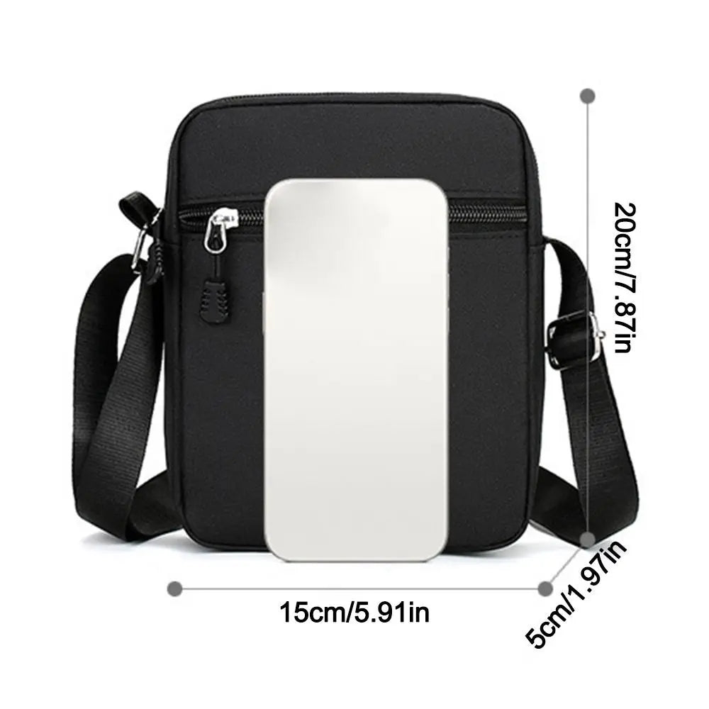 Simple Oxford Cloth Shoulder Bag Cartoon Adjustable Mobile Phone Bag Multiple Compartments Crossbody Bag for Men
