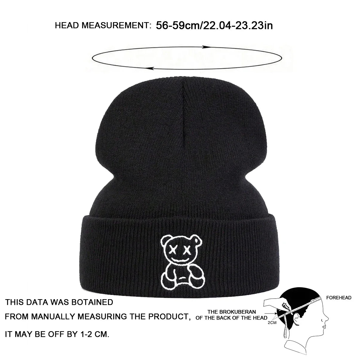 Unisex Little Bear Embroidery Beanies Autumn Winter Warm Knitted Hats Hip Hop Cap Beanie Hat Caps For Women Men