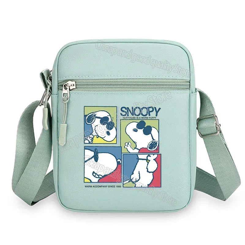 Kawaii Snoopy Women Men Shoulder Bag Fashion Mini Oxford Mobile Phone Bag Crossbody Bag Kawaii Ladies Waist Pack Wallet Gift