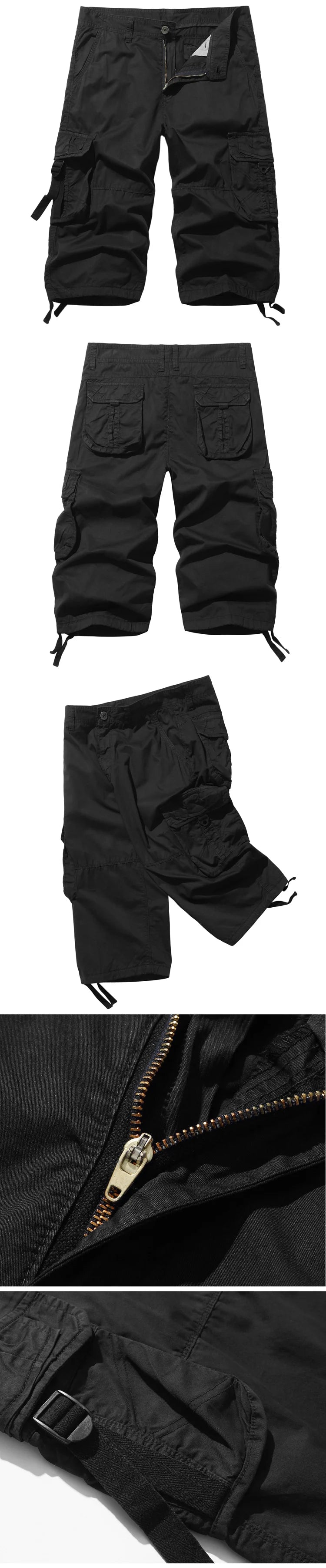 New style Cotton Below Knee Length  3/4 Long Shorts Men's Tactical Capri Pants Multi Pocket Summer Twill Work Cargo Pants Man