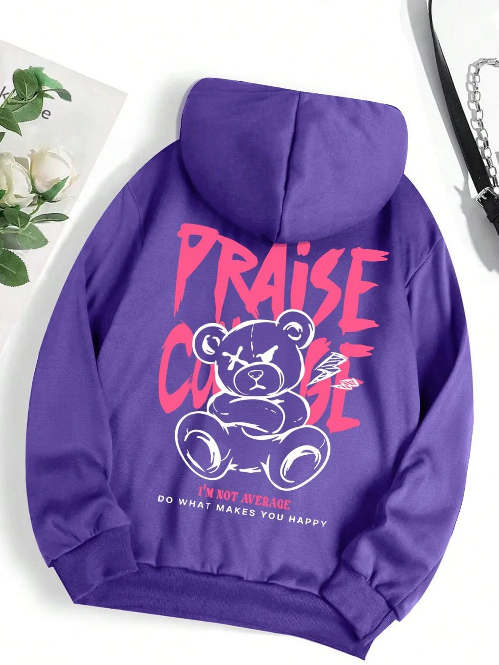 2025 Autumn New Men's Bear Letter Printed Comfortable Breathable Hoodie Outdoor City Street Style Hoodie