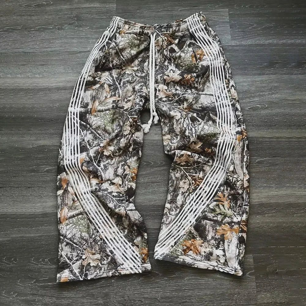 Y2k Embroidered Gray Casual Pants Striped Functional Tactical Functional Baggy Men's Women Premium Jogging Drawstring Sweatpants