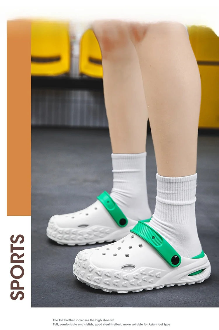 Flowllorss Men's Summer Outdoor Driving Sports Sandals Thick Bottom Anti-Slip Slip-On Beach Shoes Comfortable Wear Hole Shoes