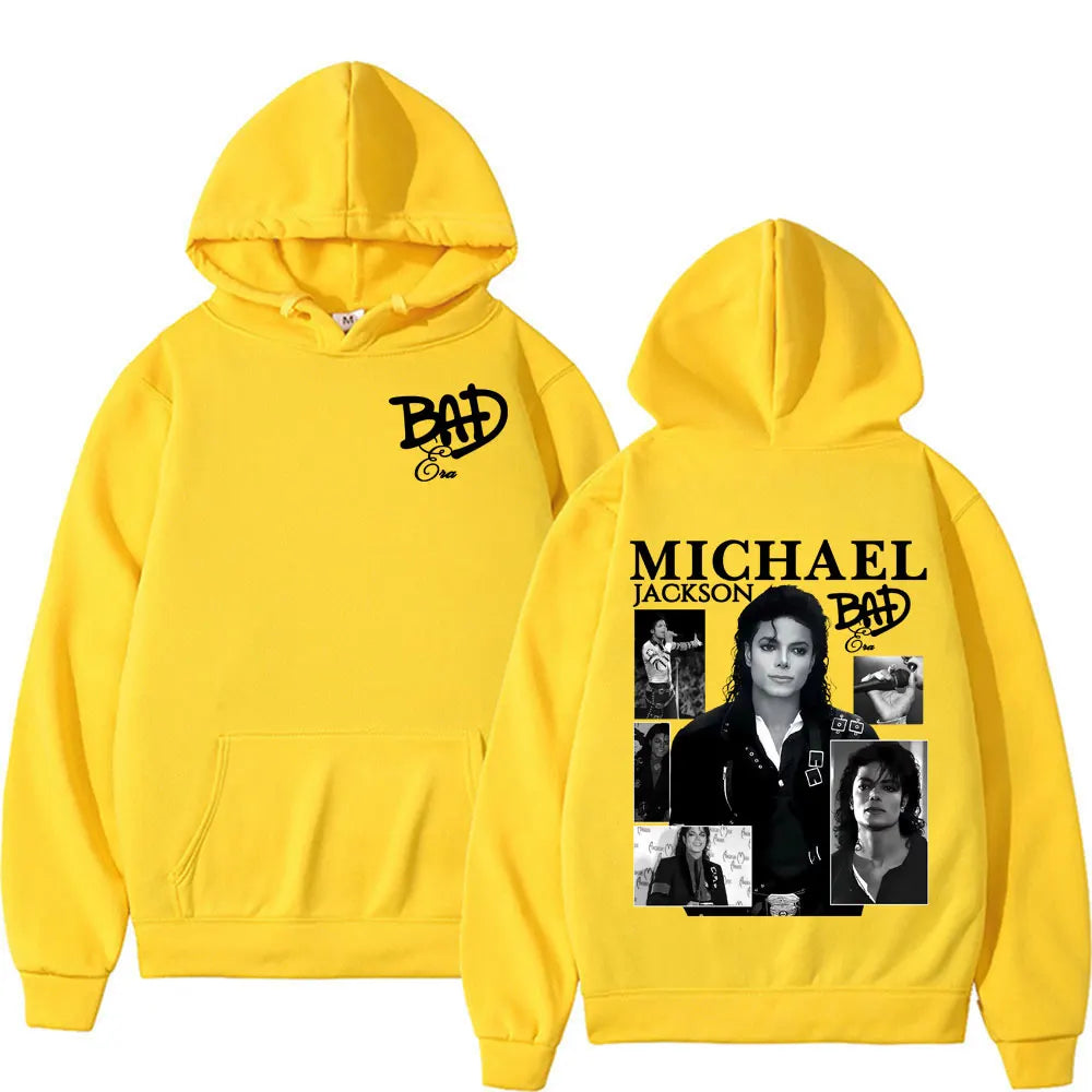 King of Pop Michael Jackson Bad Era Album Hooded Men Women Harajuku Hip Hop Streetwear Sweatshirt Fleece Casual Oversized Hoodie
