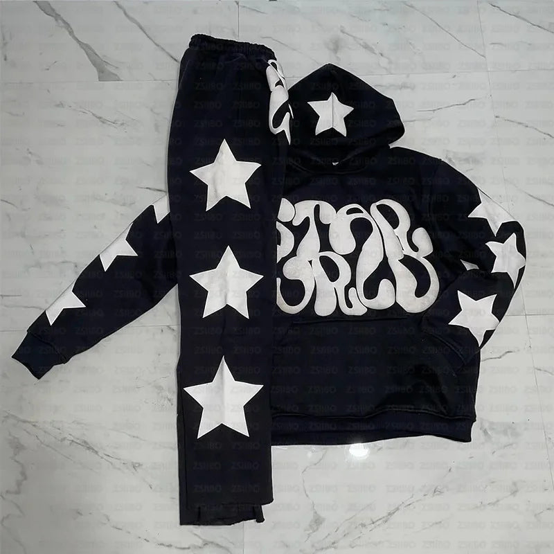 2024 Fashion Star Letter Printed Long sleeved Hooded Sweatshirt Y2K Hoodie Women Clothing Coat Top Jacket Pullover Sweatpant