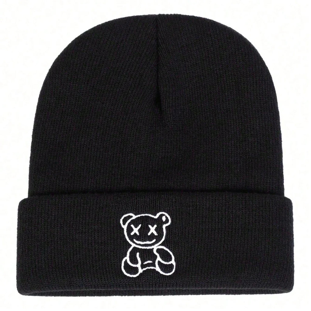 Unisex Little Bear Embroidery Beanies Autumn Winter Warm Knitted Hats Hip Hop Cap Beanie Hat Caps For Women Men