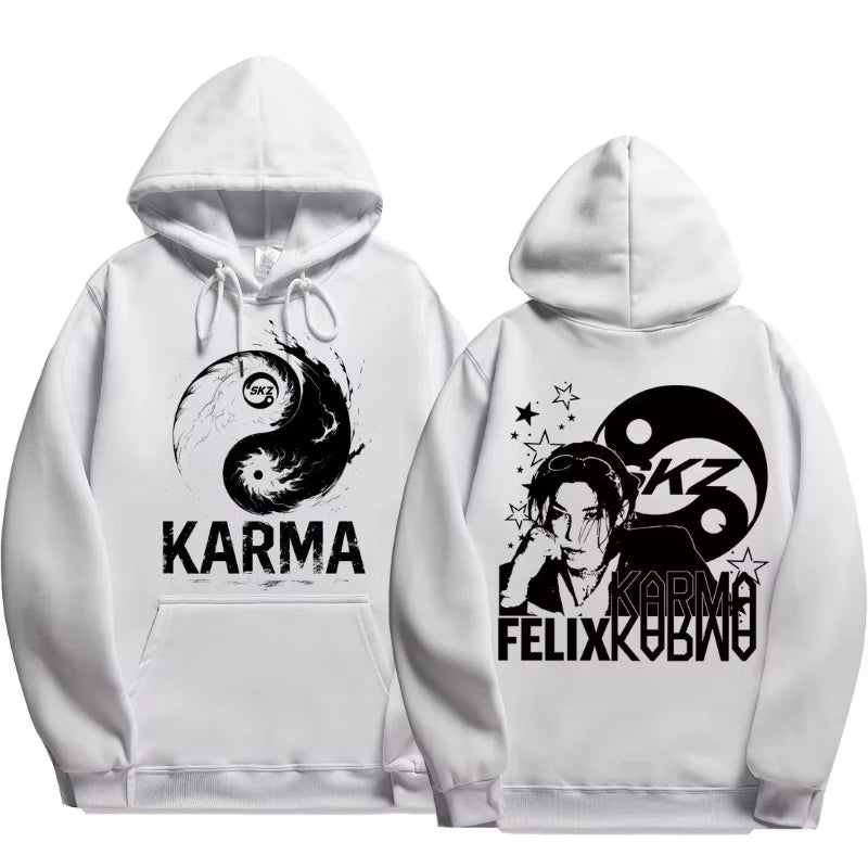 KPOP 4th Album "KARMA" Same Style Unisex Oversized Hoodie FELIX HAN BANGCHAN CHANGBIN HYUNJIN LEE KNOW K-POP Merchandise Apparel