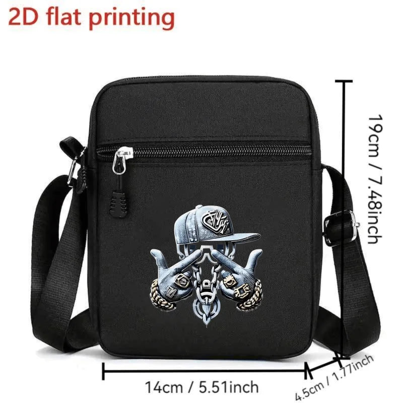 Men'S Casual Streetwear Crossbody Bag with Adjustable Strap, Large Capacity Sling Backpack for Daily Commute - Black, Travel Bac