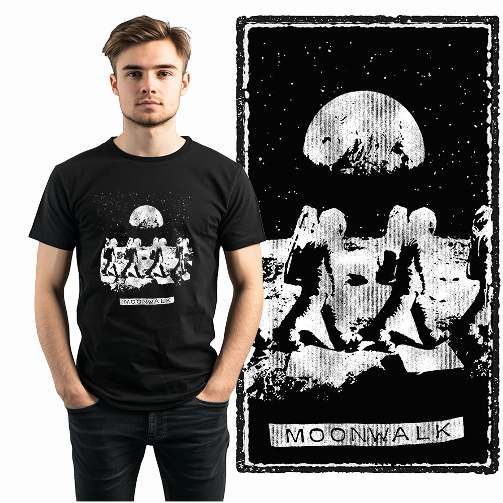 Coolmind SA 100% Cotton astronaut Graphic T shirt fo men Cool Moon print Big Size men tshirt BLACK men's novelty tee shirt