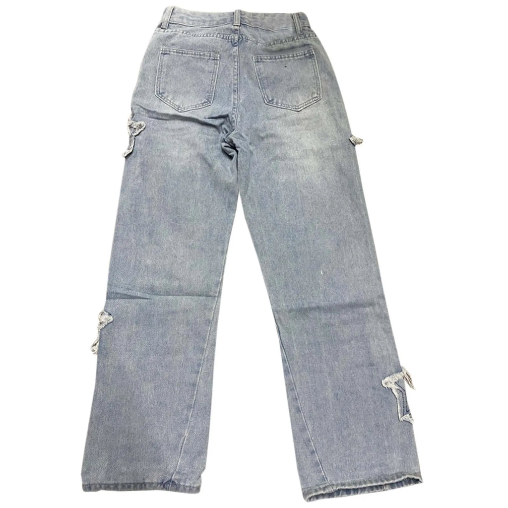High Waisted Vintage Star Jeans For Women Chic Embroidered Straight Leg To Wide Leg Slim Fit Denim Pants спортивні штани жіночі