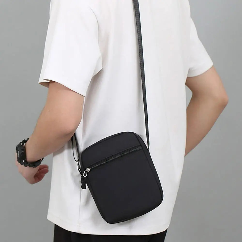 Simple Oxford Cloth Shoulder Bag Cartoon Adjustable Mobile Phone Bag Multiple Compartments Crossbody Bag for Men