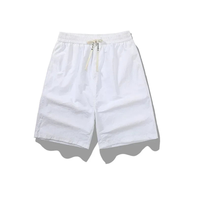 Ice Sensation Quick Dry Breathable Loose Men's Shorts Summer Thin Five-Point Drawstring Pure Color Sporty Casual Shorts