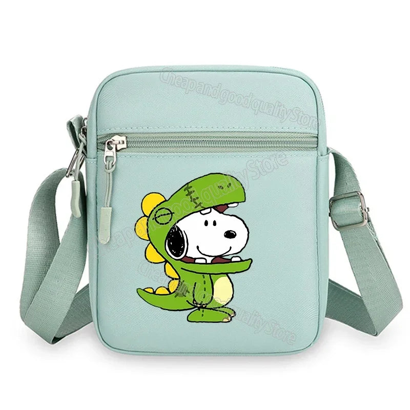 Kawaii Snoopy Women Men Shoulder Bag Fashion Mini Oxford Mobile Phone Bag Crossbody Bag Kawaii Ladies Waist Pack Wallet Gift