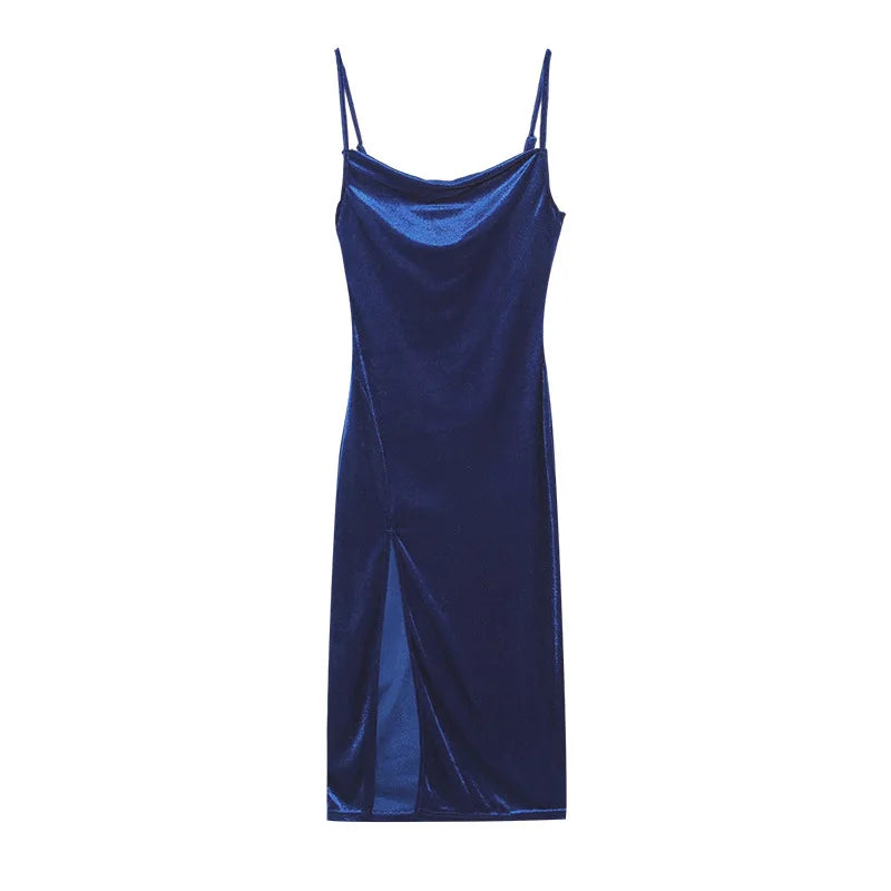2024 woman European American Dresses style women's clothing 2024 new spring summer fashion sexy slim fit slit suspender dress