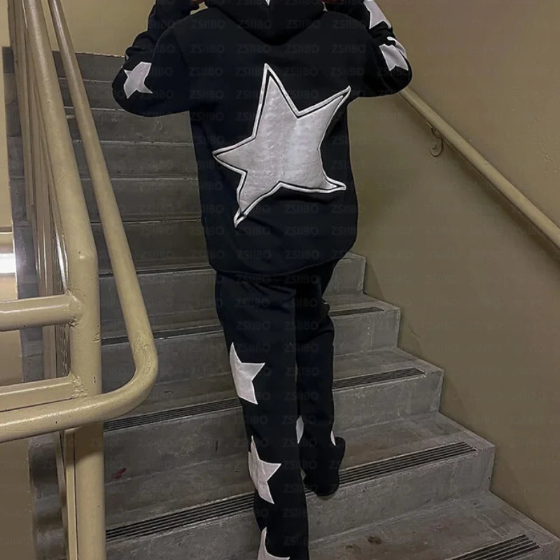 2024 Fashion Star Letter Printed Long sleeved Hooded Sweatshirt Y2K Hoodie Women Clothing Coat Top Jacket Pullover Sweatpant