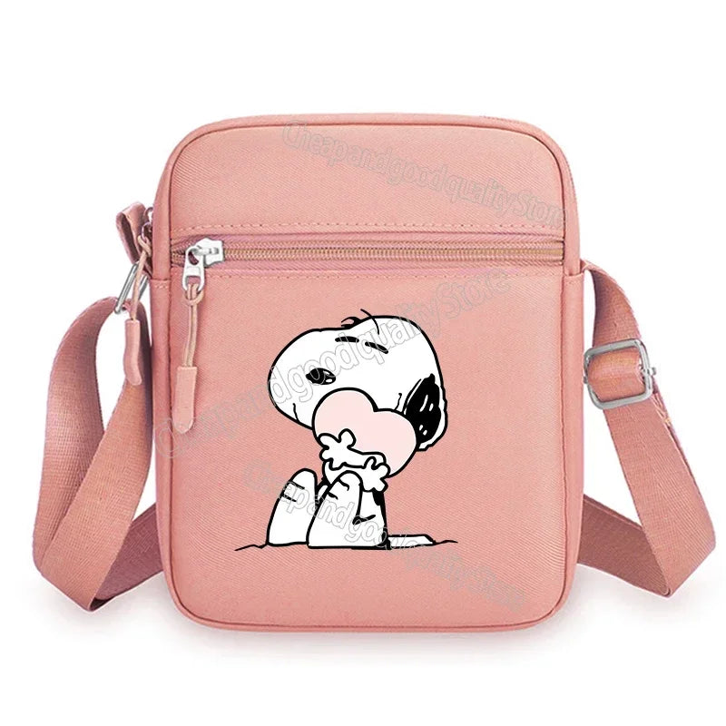 Kawaii Snoopy Women Men Shoulder Bag Fashion Mini Oxford Mobile Phone Bag Crossbody Bag Kawaii Ladies Waist Pack Wallet Gift
