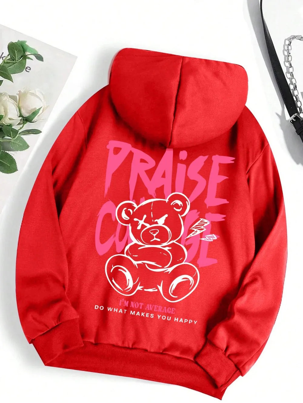 2025 Autumn New Men's Bear Letter Printed Comfortable Breathable Hoodie Outdoor City Street Style Hoodie