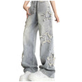 High Waisted Vintage Star Jeans For Women Chic Embroidered Straight Leg To Wide Leg Slim Fit Denim Pants спортивні штани жіночі