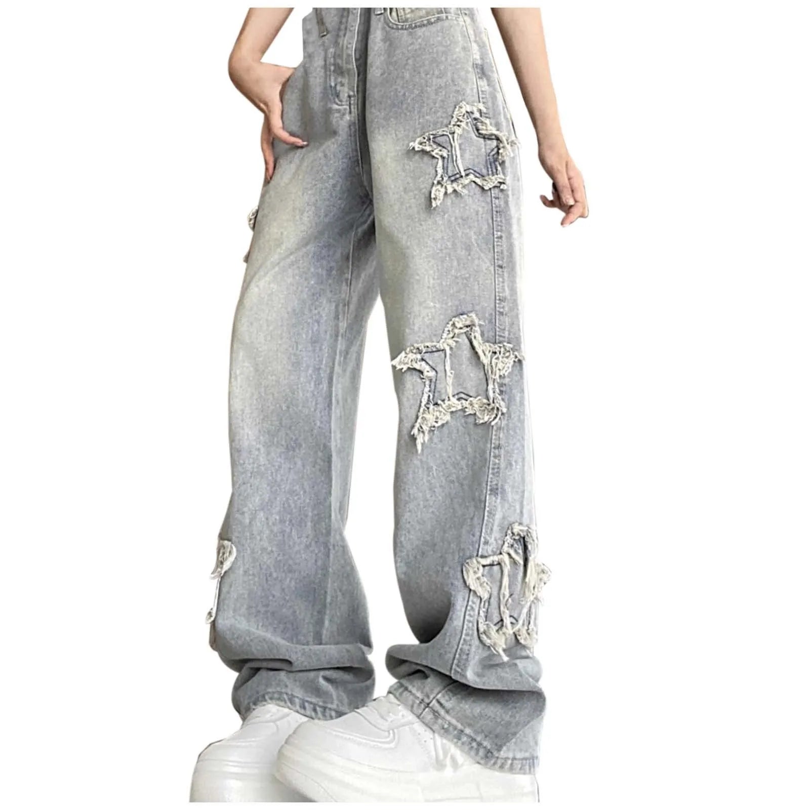 High Waisted Vintage Star Jeans For Women Chic Embroidered Straight Leg To Wide Leg Slim Fit Denim Pants спортивні штани жіночі