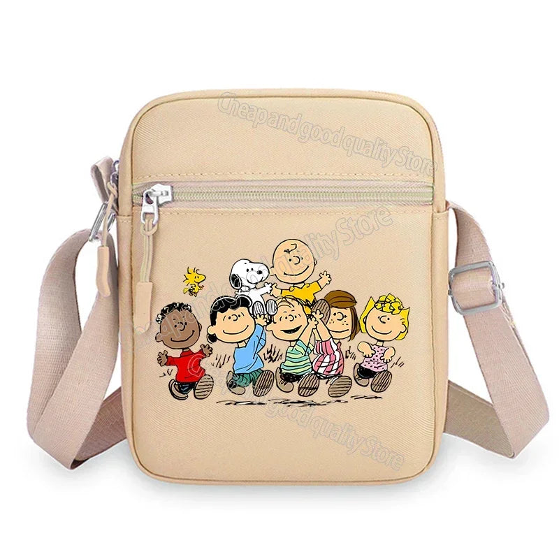 Kawaii Snoopy Women Men Shoulder Bag Fashion Mini Oxford Mobile Phone Bag Crossbody Bag Kawaii Ladies Waist Pack Wallet Gift