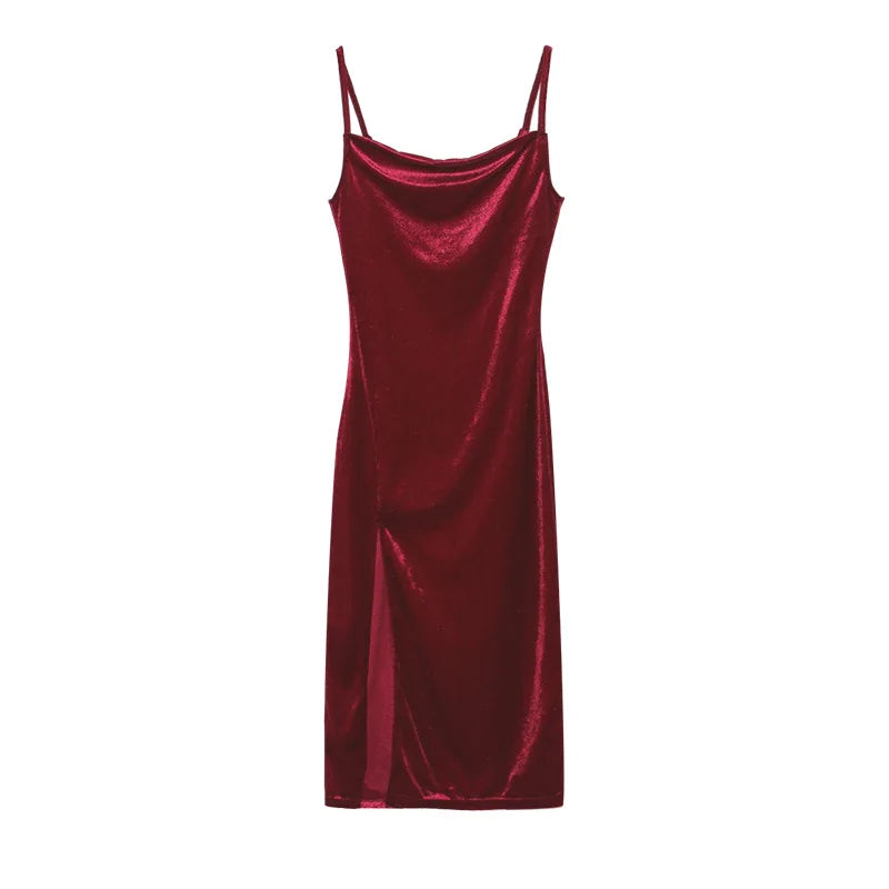 2024 woman European American Dresses style women's clothing 2024 new spring summer fashion sexy slim fit slit suspender dress
