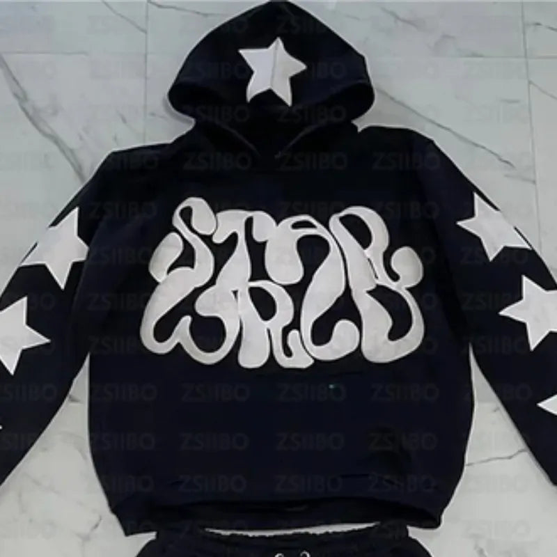 2024 Fashion Star Letter Printed Long sleeved Hooded Sweatshirt Y2K Hoodie Women Clothing Coat Top Jacket Pullover Sweatpant