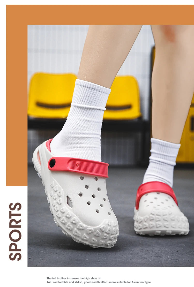 Flowllorss Men's Summer Outdoor Driving Sports Sandals Thick Bottom Anti-Slip Slip-On Beach Shoes Comfortable Wear Hole Shoes