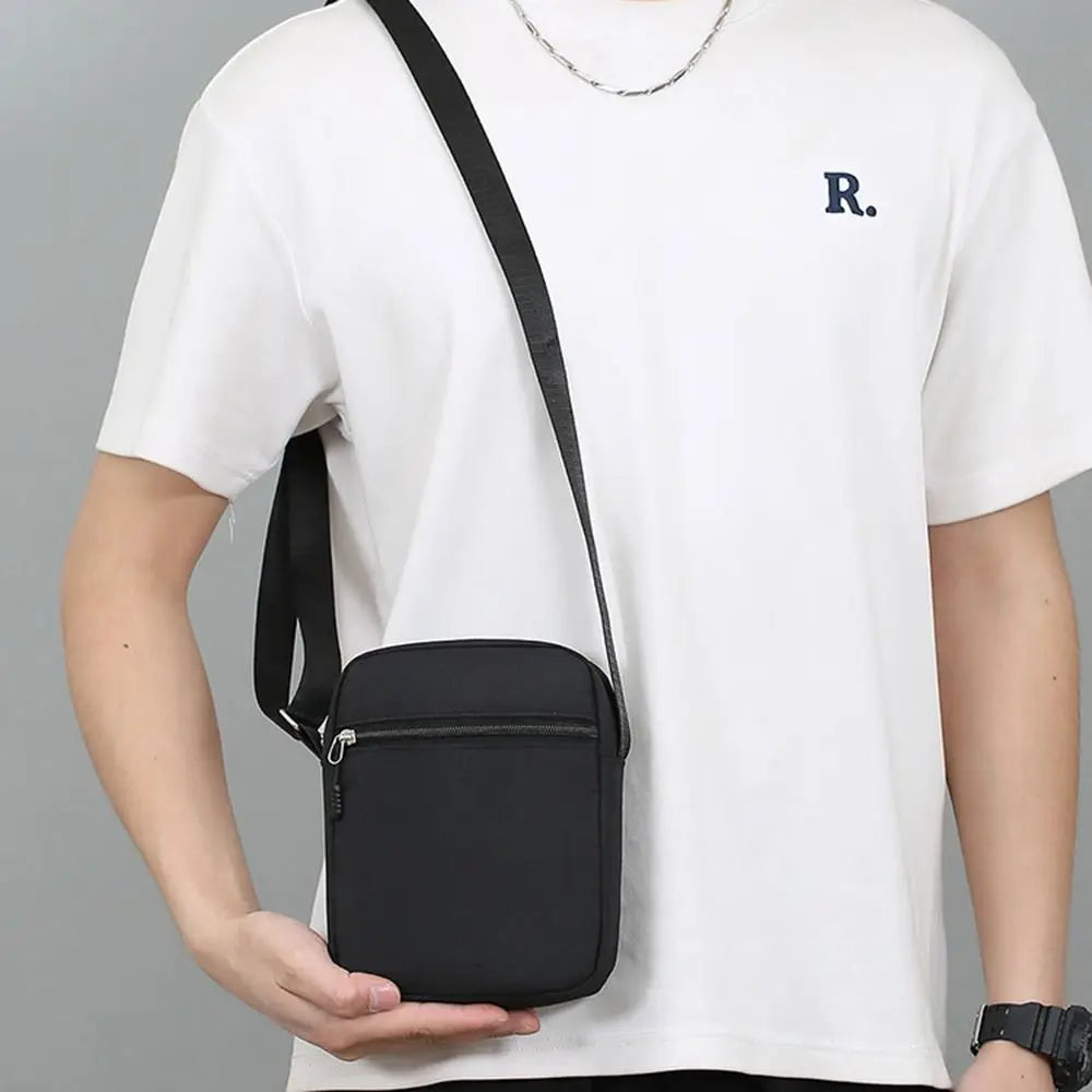 Simple Oxford Cloth Shoulder Bag Cartoon Adjustable Mobile Phone Bag Multiple Compartments Crossbody Bag for Men