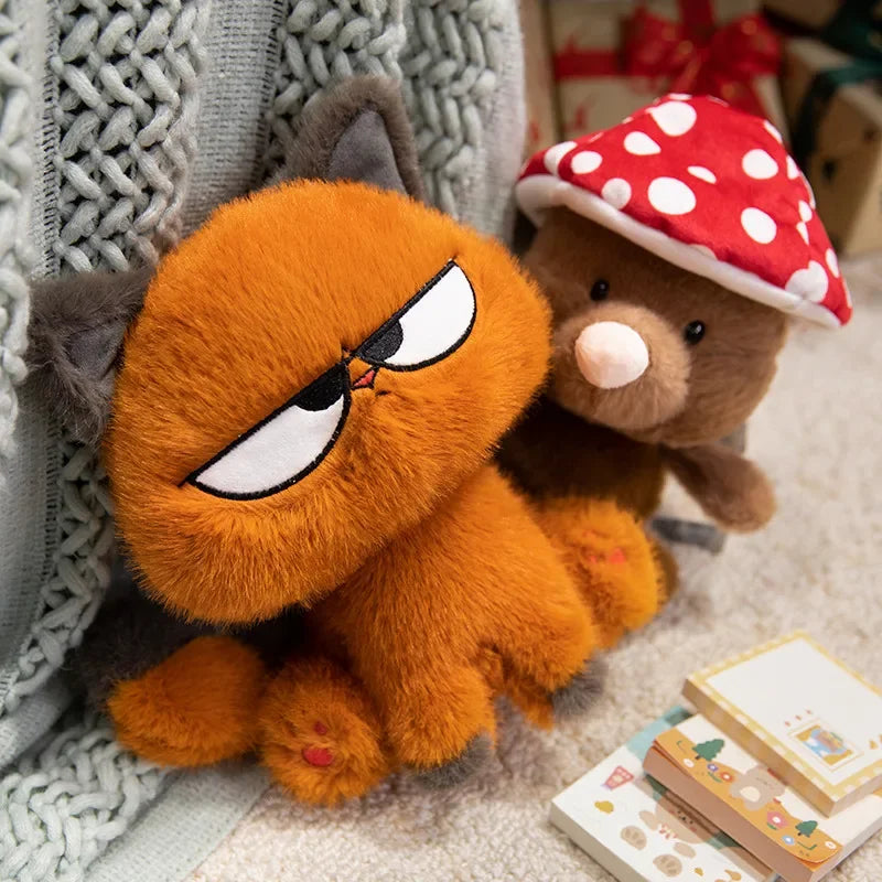 Hot Sale Anime Mole&Angry Cat Plush Toys Cartoon Mushroom Hat Mouse Orange Kitten Doll Lovely Children Companion Cool Gift