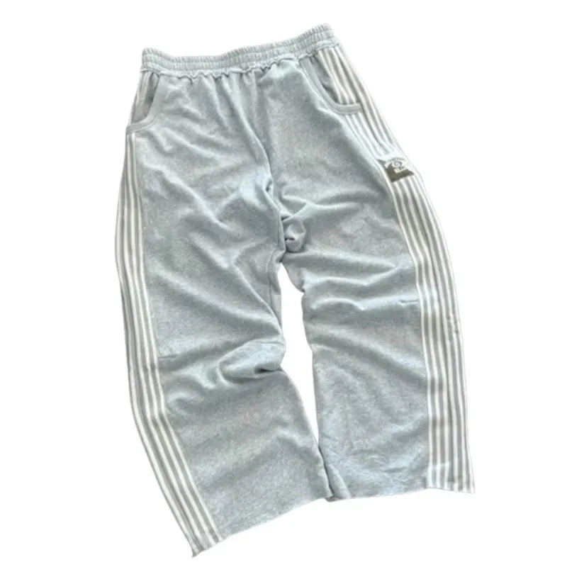 Y2k Embroidered Gray Casual Pants Striped Functional Tactical Functional Baggy Men's Women Premium Jogging Drawstring Sweatpants