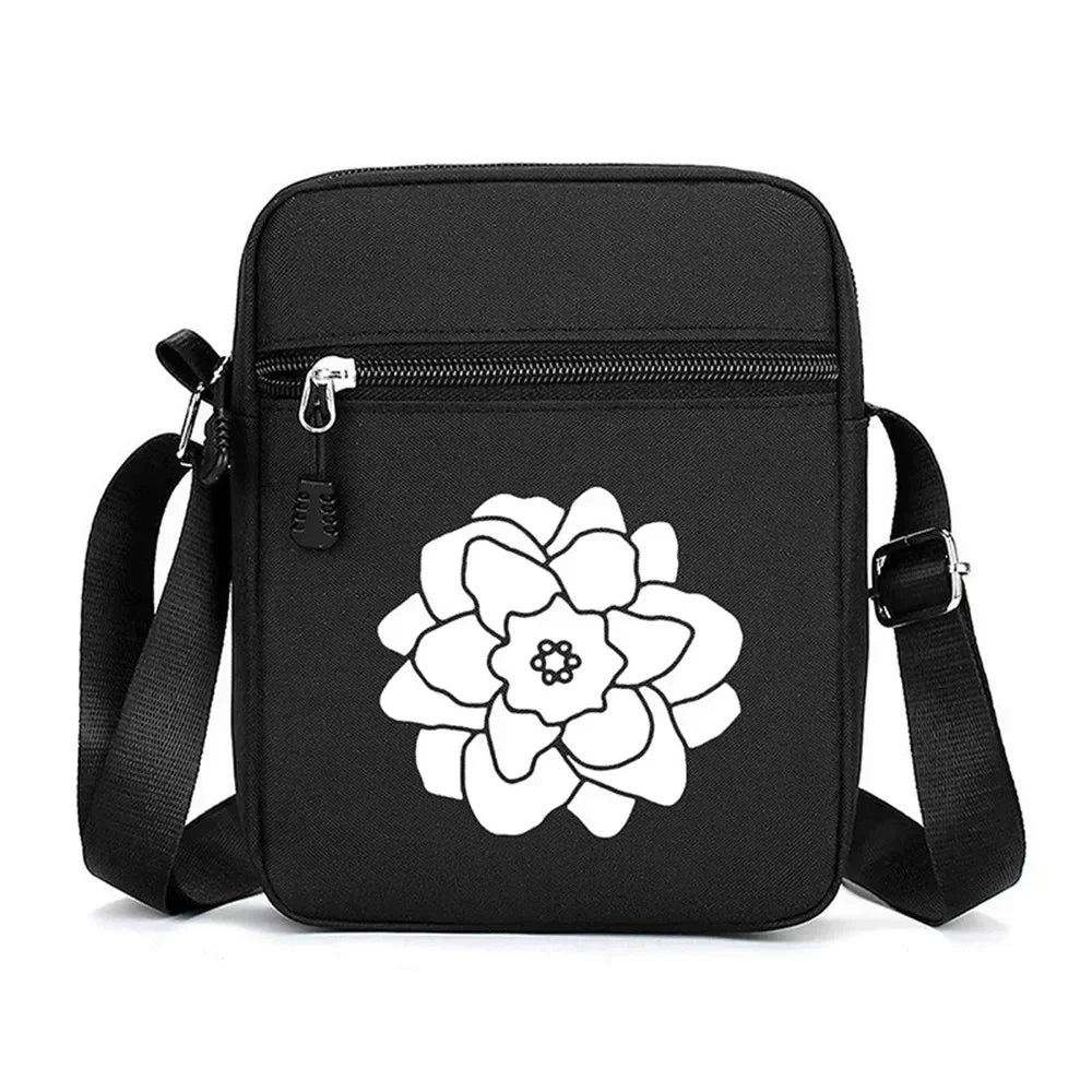 Simple Oxford Cloth Shoulder Bag Cartoon Adjustable Mobile Phone Bag Multiple Compartments Crossbody Bag for Men