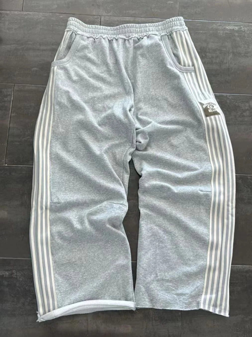 Y2k Embroidered Gray Casual Pants Striped Functional Tactical Functional Baggy Men's Women Premium Jogging Drawstring Sweatpants